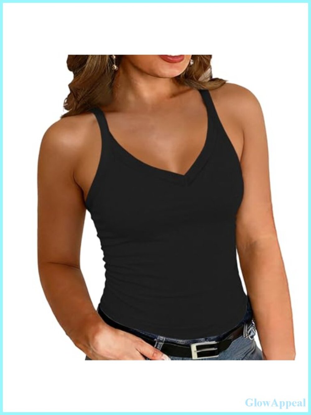 Plus Size Racerback Tank Top V Neck Ribbed Knit Cami